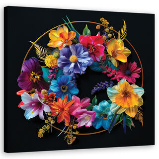 Lærred print, Buket af farverige blomster