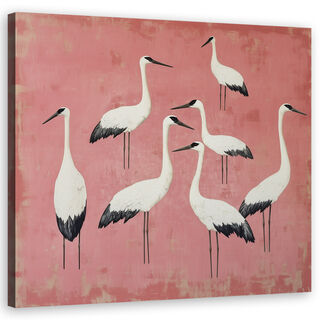 Lærred print, Fugletraner Pink