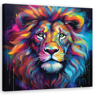 Lærred print, Lion pop art farvet