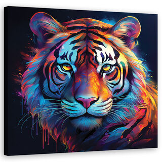 Lærred print, Tiger pop art farvet