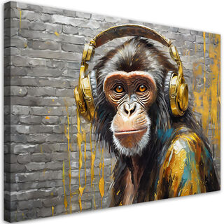 Lærred print, Monkey hovedtelefoner musik