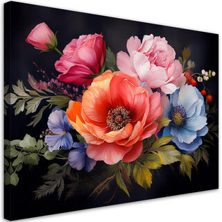 Lærred print, Farvede Blomster