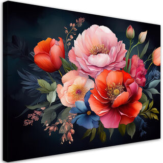 Lærred print, Farvede Blomster Planter