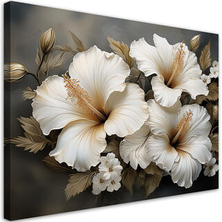 Lærred print, Hvide Blomster Natur