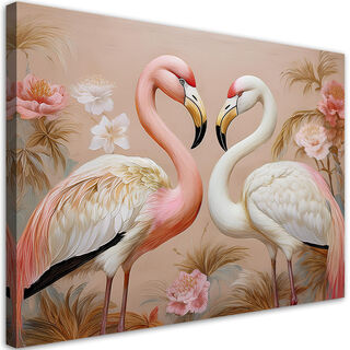 Lærred print, Flamingoer Dyr elsker