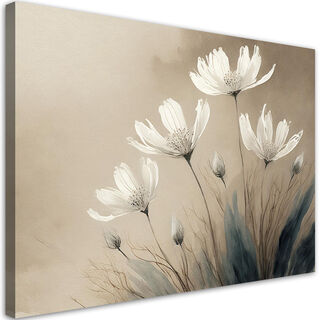 Lærred print, Abstraktion af hvide blomster