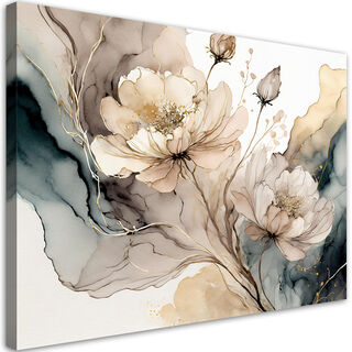 Lærred print, Abstraktion af akvarelblomster