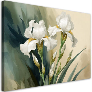 Lærred print, Hvide akvarelblomster