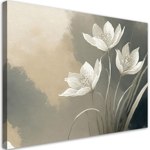 Lærred print, Blomster Abstrakt Beige