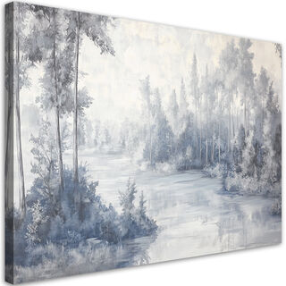 Lærred print,  Flod natur træer