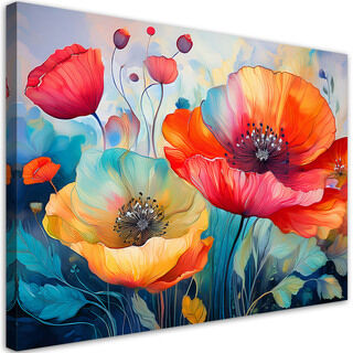 Lærred print, Blomster Valmuer Abstraktion