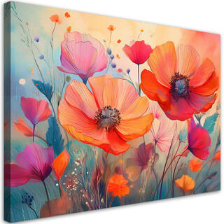 Lærred print, Blomster Botanicals Valmuer Abstraktion