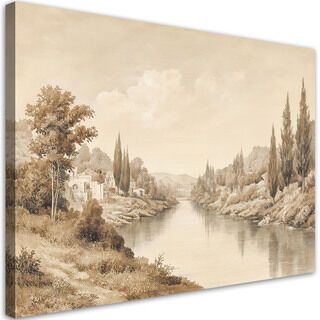 Lærred print, Sepia Landskab Natur