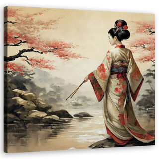 Lærred print, Geisha Landskab Japan