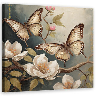 Lærred print, Butterfly Nature Blomster