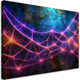 Lærred print, Spider web neon farve