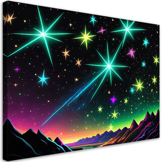 Lærred print, Aurora borealis landskab neon