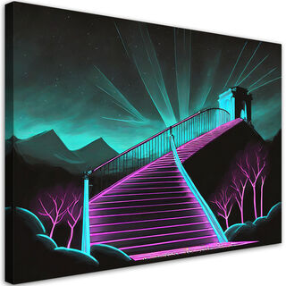 Lærred print, Neon trapper abstrakt 3D