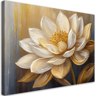 Lærred print, Blomster malet guld Glamour