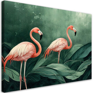 Lærred print, botanik, flamingoer, natur