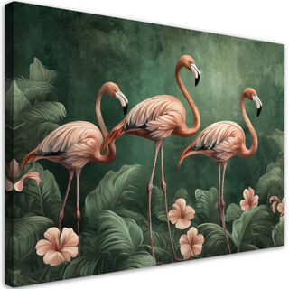 Lærred print, flamingoer, jungle, dyr