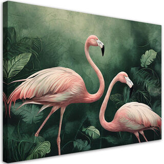 Lærred print, flamingoer, botanik, natur