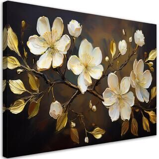 Lærred print, Hvide blomster på en gren
