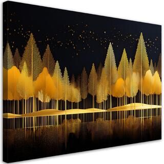 Lærred print, Golden Forest Abstrakt Natur