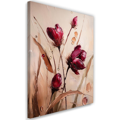 Lærred print, Valmuer Eng Natur Blomster Bourgogne