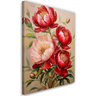 Lærred print, Blomster Røde Pæoner Botanica