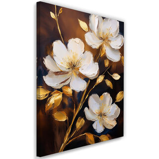 Lærred print, Blomster Hvide Pæoner Guld Glamour