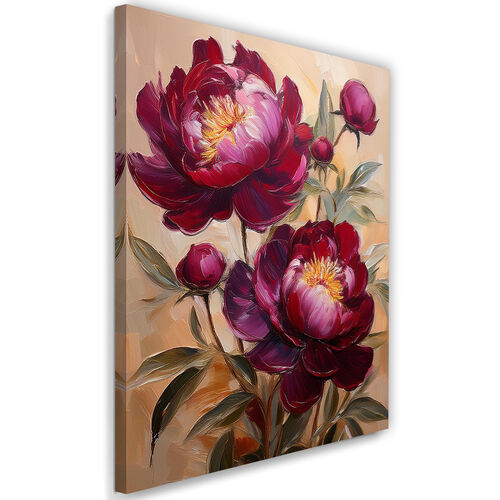 Lærred print, Bourgogne pæon botanisk blomst