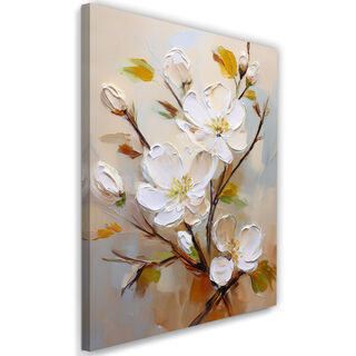 Lærred print, Hvidmalede blomster