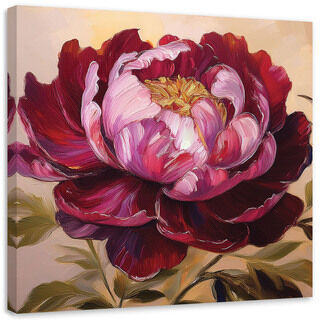 Lærred print, Blomsterpæon rødmalet