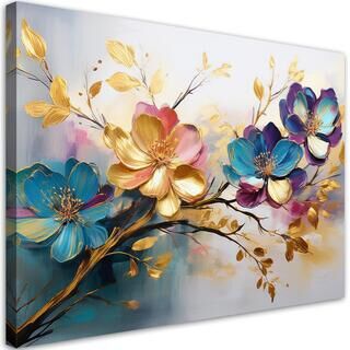 Lærred print, Farvede Blade Og Blomster