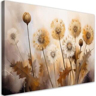 Lærred print, Blæserplanter Blomster på beige baggrund