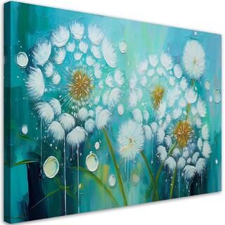 Lærred print, Blæserplanter Blomster Turkis
