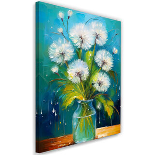 Lærred print, Blowfish blomster i en vase Turkis