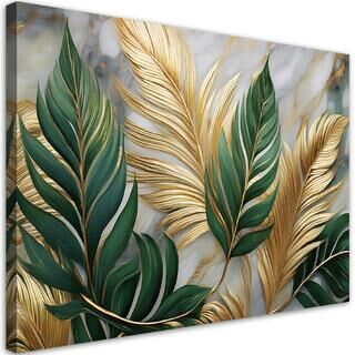 Lærred print, Blade Botanicals Glamour Marmor Guld
