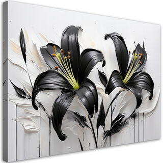 Lærred print, Abstrakte blomster, sorte liljer