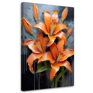Lærred print, Lilje orange malet blomst