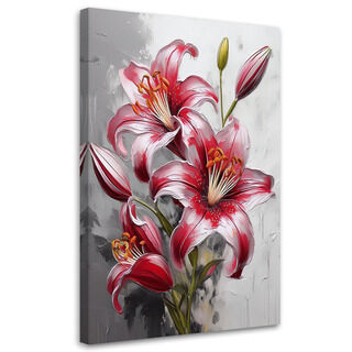 Lærred print, Blomster rødmalede liljer