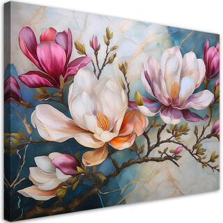 Lærred print, Magnolia farverige blomster marmor