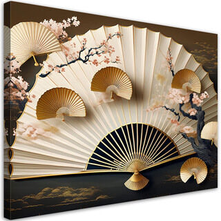 Lærred print, Japanske Fans Beige