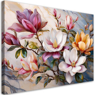 Lærred print, Magnolia farverige blomster marmor