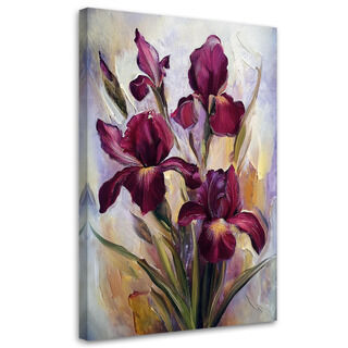 Lærred print, Iris Bourgogne blomst malet
