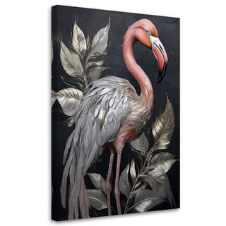 Lærred print, Flamingofugle Sølvdyr