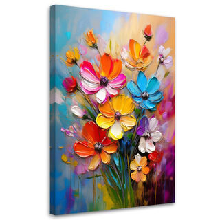Lærred print, Abstrakte farvede blomster