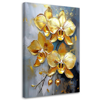 Lærred print, Guld Orkideer Glamour Blomster
