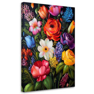 Lærred print, Farvede Blomster Natur Botanik